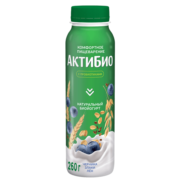 АКТИБИО ЙОГ ПИТ 260 ЧЕРНИКА-5ЗЛ-СЕМ ЛЬНЯ 1/9ШТ