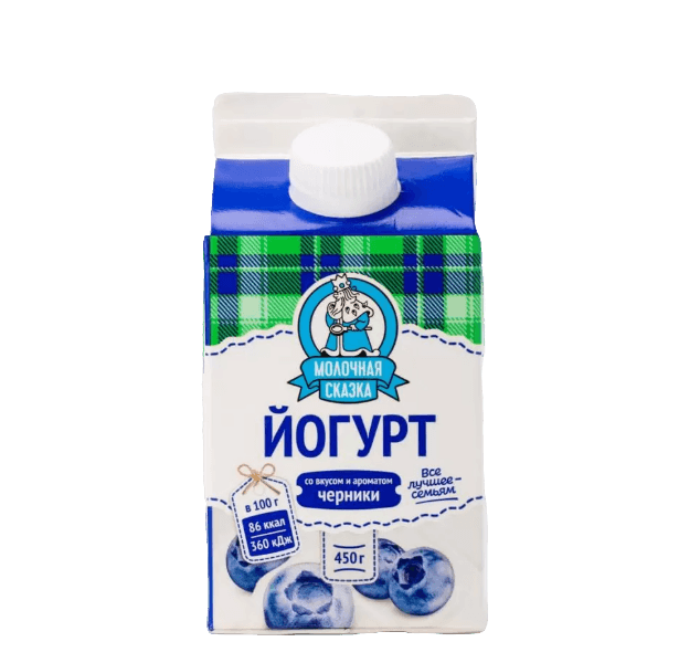 БМК Йогурт со вкусом и ароматом черники 2,5% 450гр пюр/пак 1*9шт