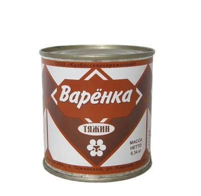 Сгущенка вареная 8,5% ж/б.Тяжин 0,34кг 1/45шт