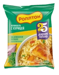 Ролтон лапша б/п вермишель (пак) 60гр на домашнем бульоне с курицей 1/42шт