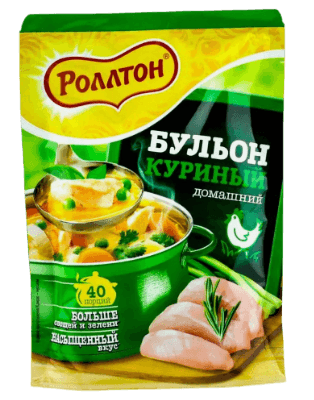 Ролтон Бульон 90гр домашний куринный (дой пак) 1/24шт