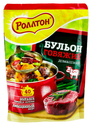 Ролтон Бульон 90гр домашний говяжий (дой пак) 1/24шт