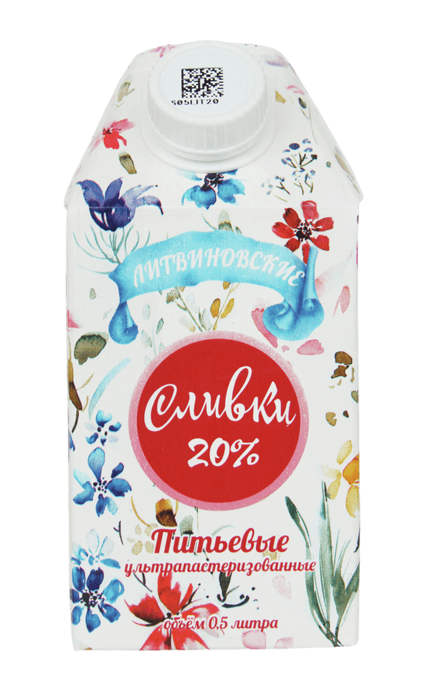 Фермерские Сливки" Литвиновские" 20% 0,5л TБA 1*12шт
