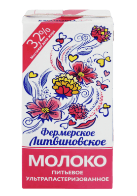 Молоко пит УП Фермерское "Литвиновское" 3,2% 1л ТБА 1*12