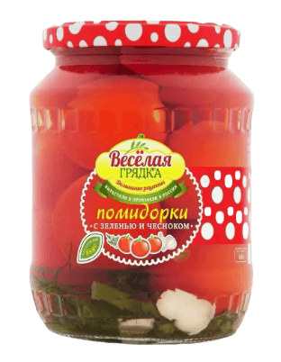 Веселая грядка Помидорки марин. с зеленью и чесноком 680гр 1/8шт