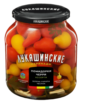 "Лукашинские" Помидорчики ЧЕРРИ ассорти с зел и чесн. 670гр 1/6шт