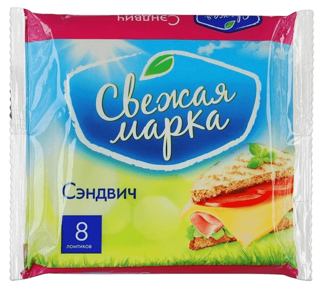 Плавл.прод."Свежая марка" Сэндвич 45%130гр(Слайсы) 1*12