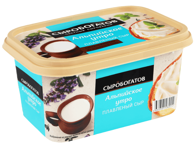 Сыр пл. п/о 400 гр "Сыробогатов" Альпийское утро сыр плавленый 45%, 1/8шт