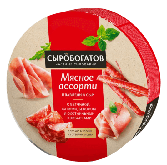 Сыр плав.130гр.круг Сыробогатов Мясное Ассорти 50% 12шт