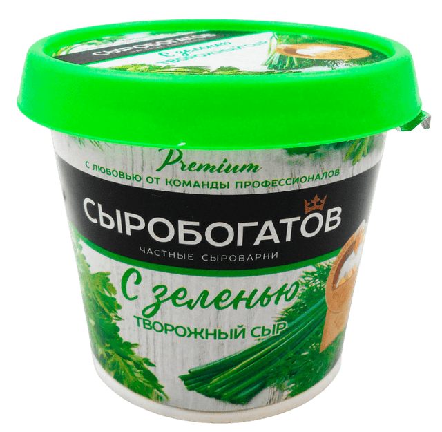 Сыр творожный с зеленью 55%"Сыробогатов" стаканчик 0,140гр 1/12шт