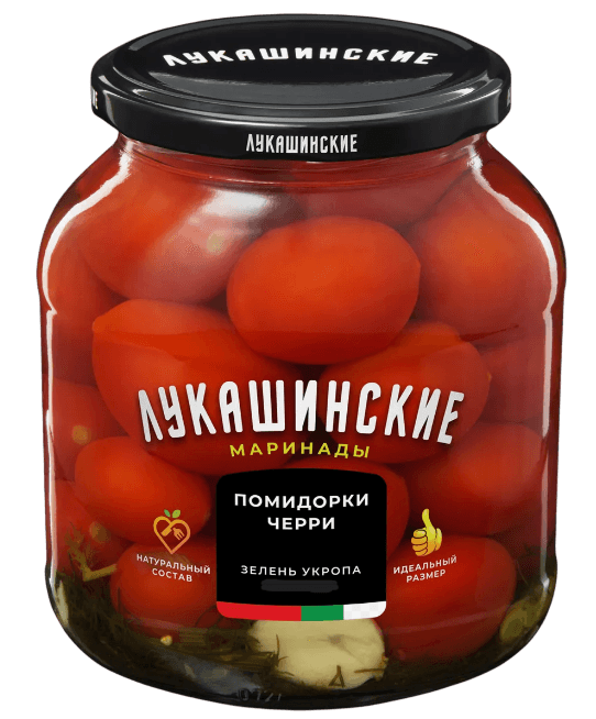 "Лукашинские" Помидорчики ЧЕРРИ-АССОРТИ марин с зеленью 670гр 1/6шт